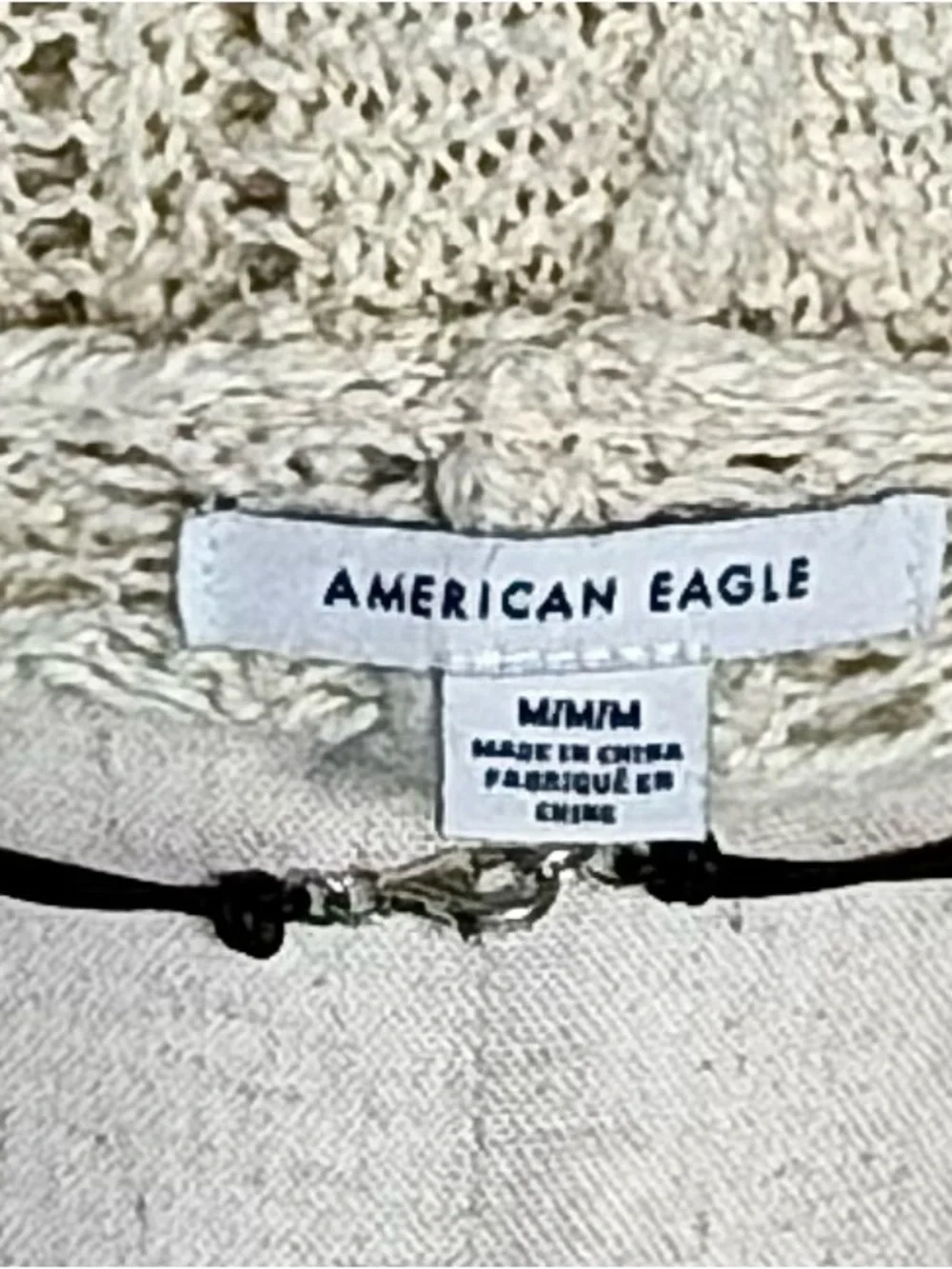 American Eagle Outfitters Cream Hooded Open-Knit Cardigan
